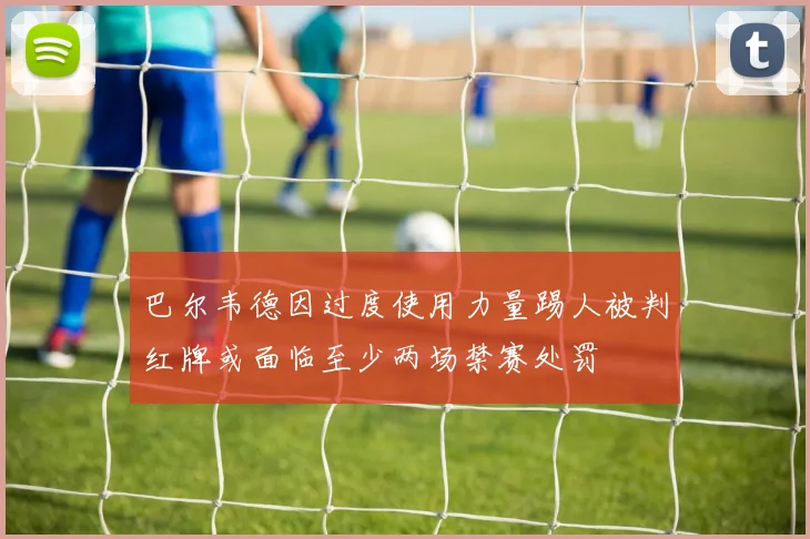 巴尔韦德因过度使用力量踢人被判红牌或面临至少两场禁赛处罚